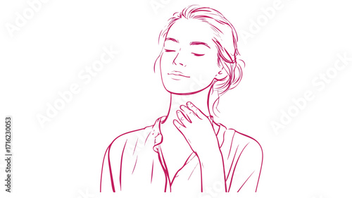 Young Woman Applying Moisturizer on Neck at Home for Skincare Routine Concept