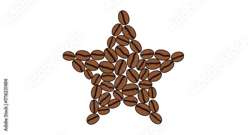Star formed by rich brown coffee beans represents peak aroma and flavor excellence