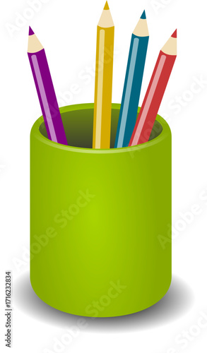 colored pencils in a cup