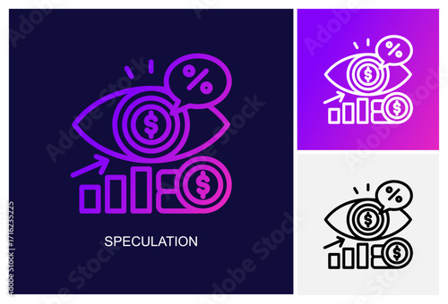 Speculation Icon.Style Is A Line Graphic Symbol In Black, Gradient, White Color Variants