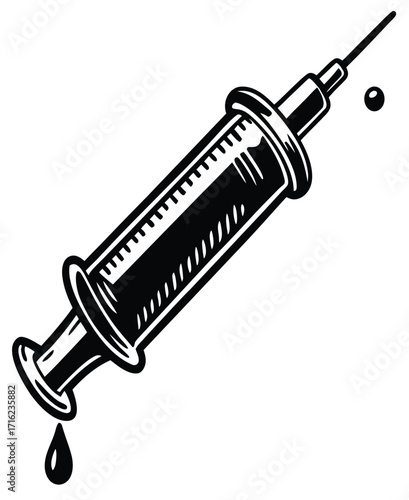 Syringe with Needle Medical Injection Vector Illustration