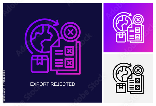 Export Rejected Icon.Style Is A Line Graphic Symbol In Black, Gradient, White Color Variants
