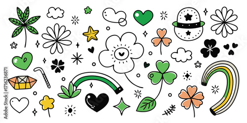 Charming hand-drawn st patrick's day icons and symbols for festive celebrations
