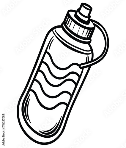 Hand drawn vector illustration of a ketchup bottle with vegetables and healthy food elements
