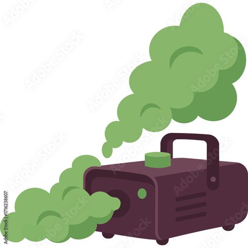 Creepy Halloween fog machine with green smoke, perfect for haunted houses, spooky parties, and eerie night atmosphere.