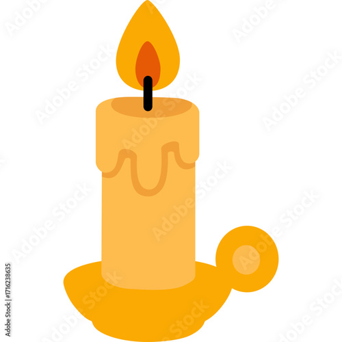 Glowing Halloween candle with melting wax, perfect for spooky decorations, haunted house ambiance, and eerie night scenes.