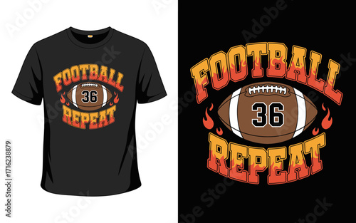 Bold American Football TShirt Design with Fiery Text and Number 36 Illustration