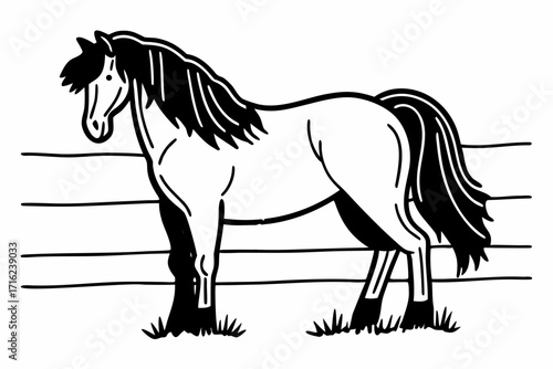horse drawn by hand