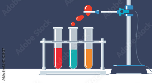 Discovering the wonders of chemistry through colorful experiments in laboratory beakers.