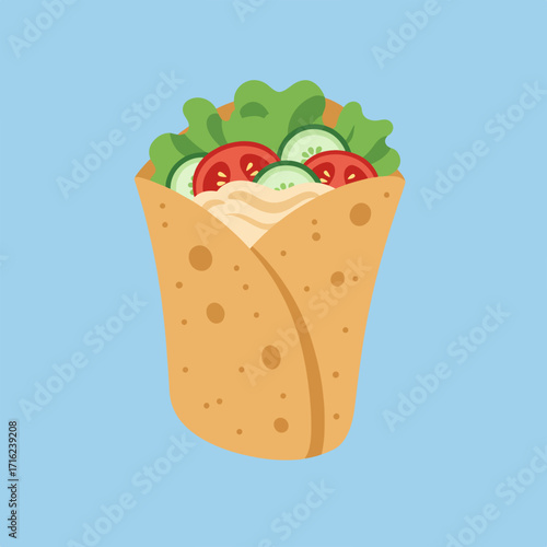 Fresh falafel wrap with vibrant vegetables, a healthy, modern food choice for quick lunches
