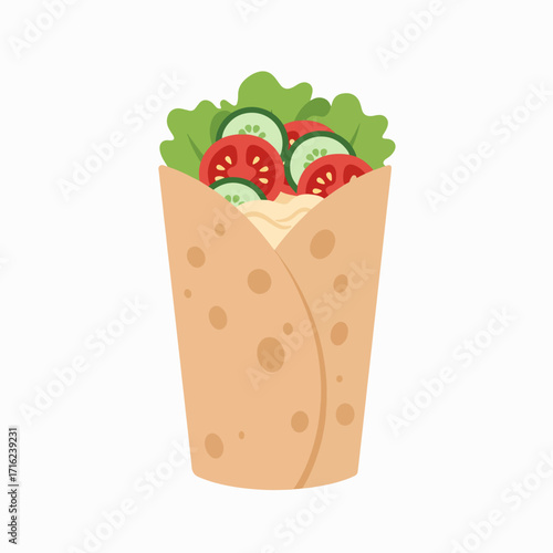 Delicious wrap with fresh vegetables, a healthy eating choice for lunch or a quick and tasty snack