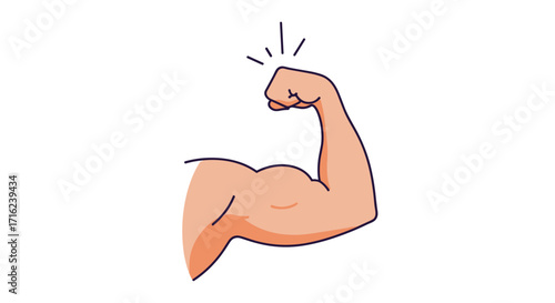 A person flexes their arm to show off their bicep muscle which is a sign of strength and good physical condition.