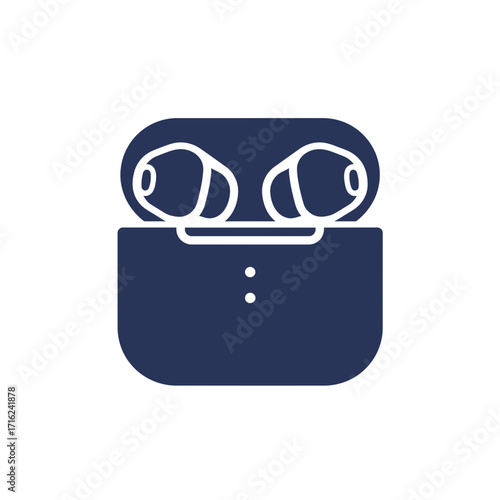 Wireless earbuds in charging case in minimalist design  