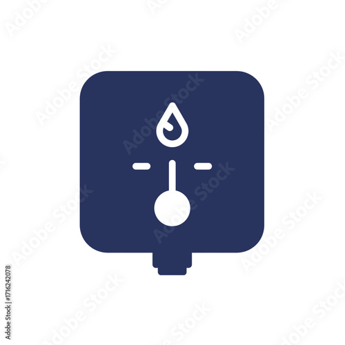 Smart thermostat sensor icon in dark blue minimalist design  