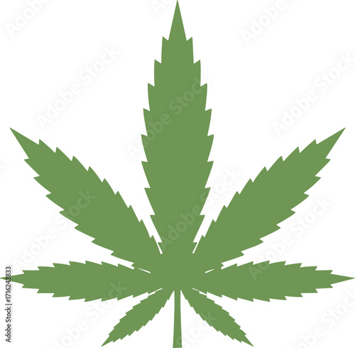 Simple Flat Cannabis Leaf Silhouette Graphic Design Green Color