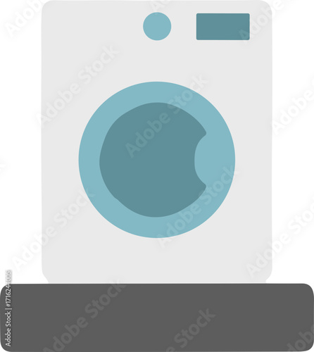 Flat Design Minimalist Washing Machine Appliance Interior Element Graphic