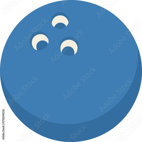 Isometric Simple Bowling Ball Illustration with Finger Holes for Sport