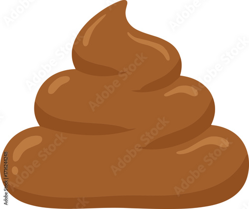 Simple Flat Illustration Brown Poop Swirl Pile Shape Icon Graphic