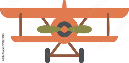 Simple Flat Illustration Biplane Airplane Flying Machine Nostalgic Aeroplane Element