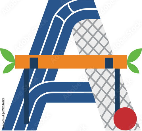 Colorful Modern Letter A with Hurdles Design Alphabet Icon Illustration
