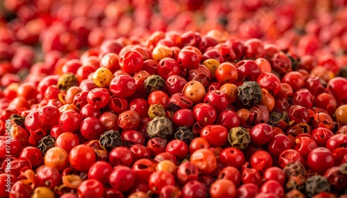 Close-up of colorful peppercorns