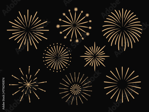 Golden fireworks explosions displaying festive brilliance and celebration night sky