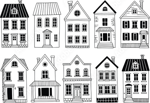 Charming hand-drawn buildings collection for storytelling and design projects