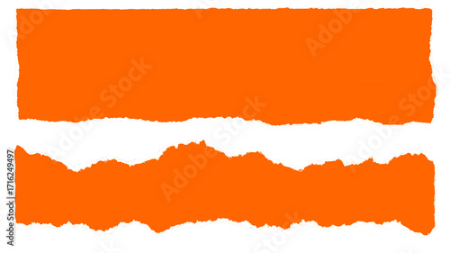 Orange strips of torn paper texture with ripped edges isolated for message background and note clipart.	