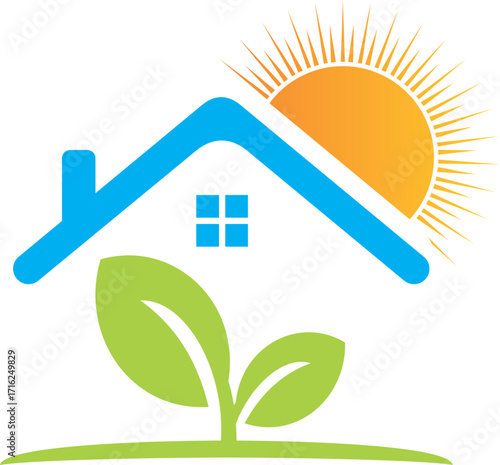 green house environment logo on house and sun