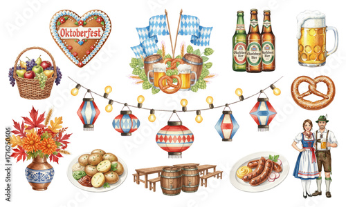 Watercolor Oktoberfest Celebration Elements Collection
