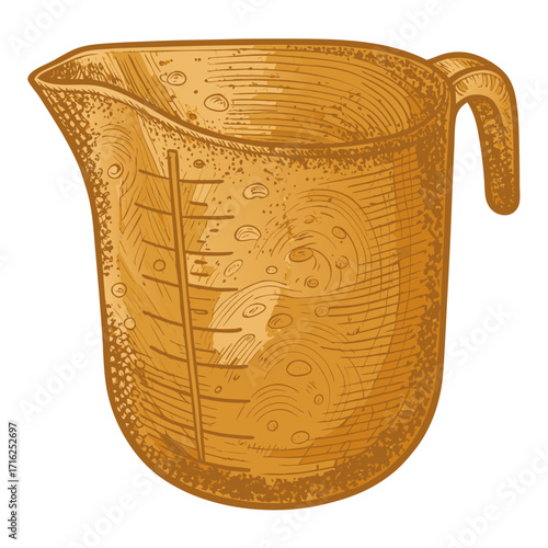 Vintage measuring jug in warm tones with measurement markings  