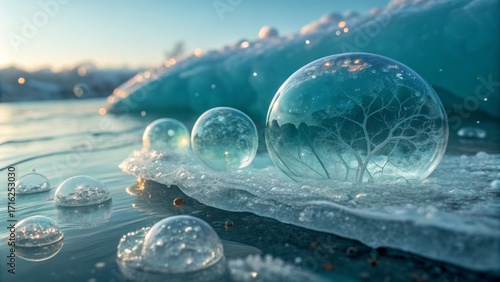 Wallpaper Mural frozen bubbles on ice: winter wonderland Torontodigital.ca