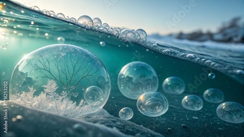 Wallpaper Mural frozen bubbles underwater winter wonderland Torontodigital.ca