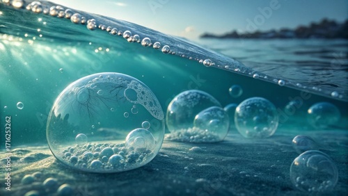 Wallpaper Mural underwater bubbles: serene ocean scene Torontodigital.ca