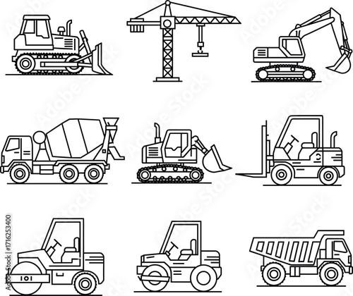 Construction Equipment Line ArtConstruction Equipment Line Art