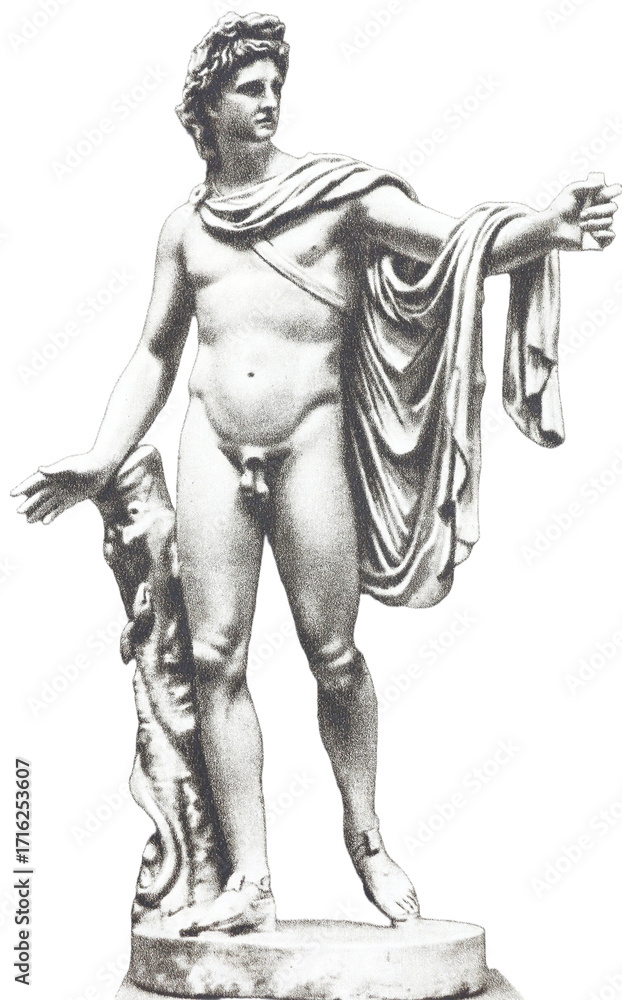Fototapeta premium Apollo statue in classical greek art - symbol of music, poetry, and light