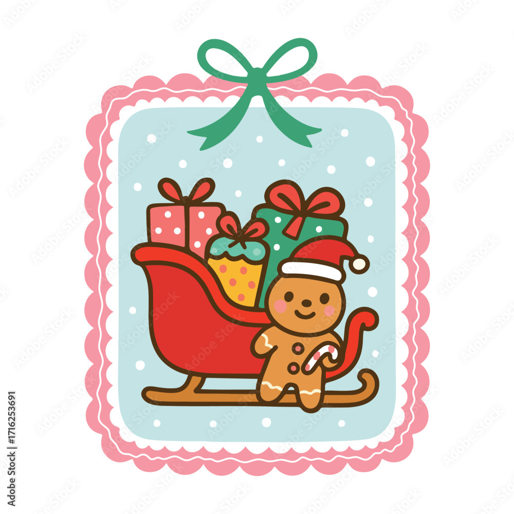 Fototapeta premium Santa’s Sleigh Full of Gifts Frame - funny Christmas Coquette Frame t-shirt, Winter Invitations Xmas Clipart, Christmas Girly Holiday Ornaments shirt 