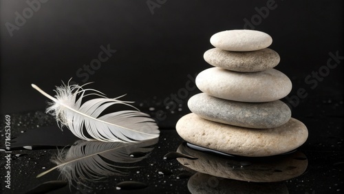 Wallpaper Mural zen stones and feather reflection Torontodigital.ca