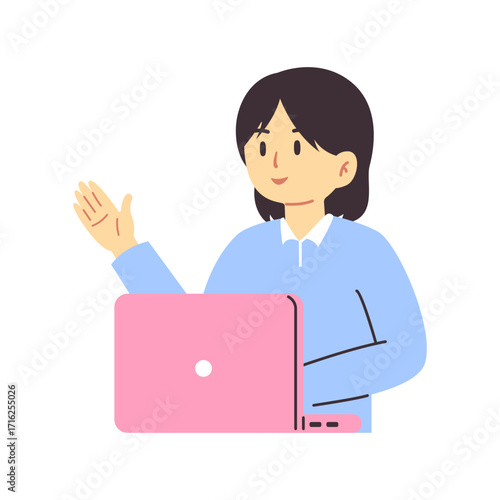 illustration of a businesswoman presenting with a laptop