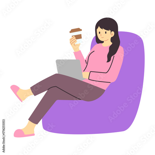 illustration of a woman freelancing and working from home