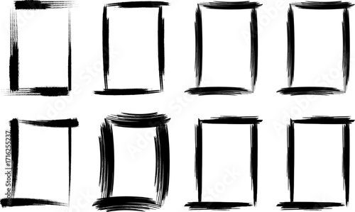 Grunge brush stroke frame border collection design