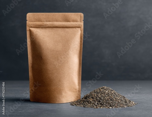 Beige paper pouch with loose tea (1)