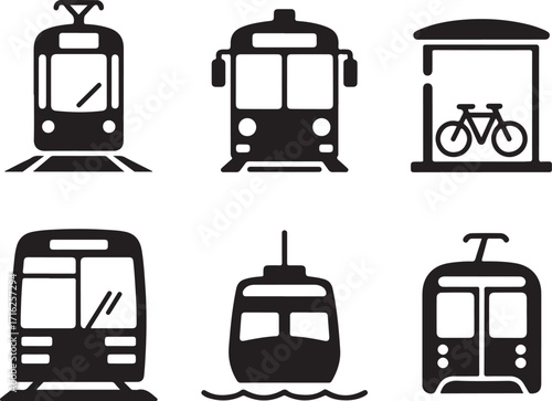 Modern transport icons city transit mobility solutions