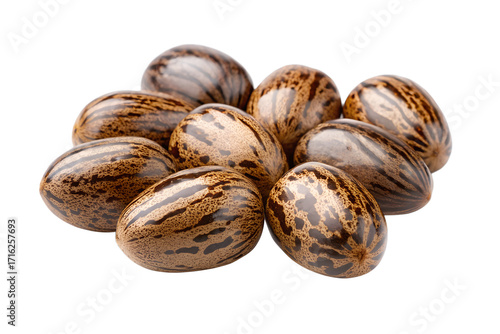 Pile of castor beans on black background
