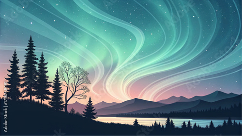 Aurora Wave Strokes Vector