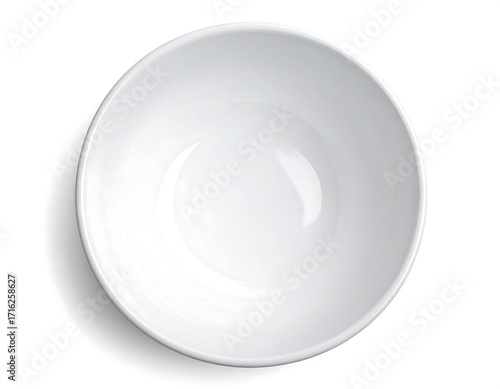 Empty white bowl, overhead view