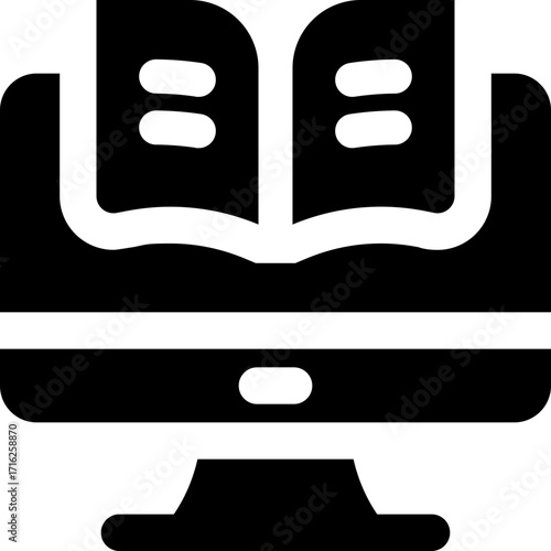ebook glyph icon. Strong and solid vector icon for websites, mobile interfaces, presentations, and visual branding. High quality and easy to edit.