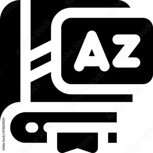 dictionary glyph icon. Strong and solid vector icon for websites, mobile interfaces, presentations, and visual branding. High quality and easy to edit.