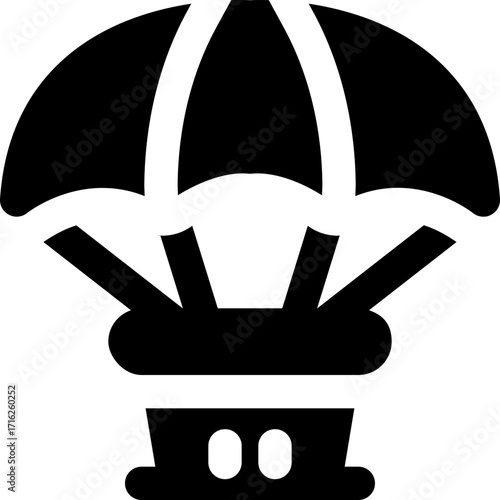 parachute glyph icon. Strong and solid vector icon for websites, mobile interfaces, presentations, and visual branding. High quality and easy to edit.