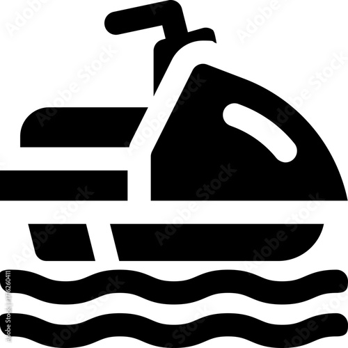 jet ski glyph icon. Strong and solid vector icon for websites, mobile interfaces, presentations, and visual branding. High quality and easy to edit.